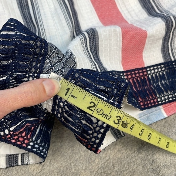 NWT Adelyn Rae Striped Cotton Summer Romper Casual Vacation Sz L - Picture 9 of 11